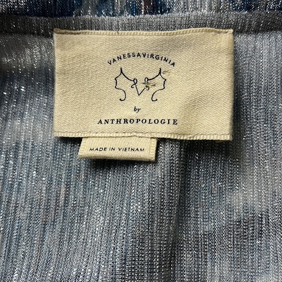 Anthropologie Metallic Blue Sparkling Blouse - Picture 5 of 6